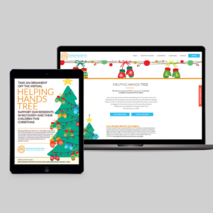 website page and digital flyer for helping hands tree fundraise