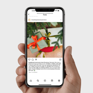 holiday social media post on phone mockup