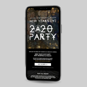 New Years Eve party email mockup on phone