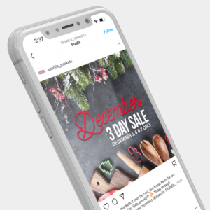 holiday sale social media post on phone mockup